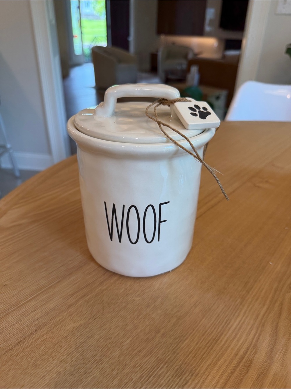 Mud Pie Ceramic 'WOOF' Dog Treat Jar - White